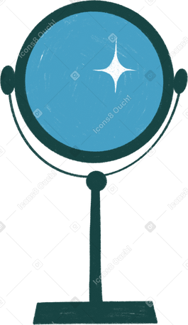 round mirror on a leg PNG, SVG
