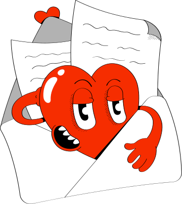 Heart with letters in an envelope PNG、SVG