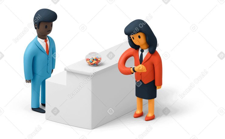 3D Woman waiting for business meeting in office reception PNG, SVG