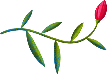 twig with green leaves and a red bud looking up PNG, SVG