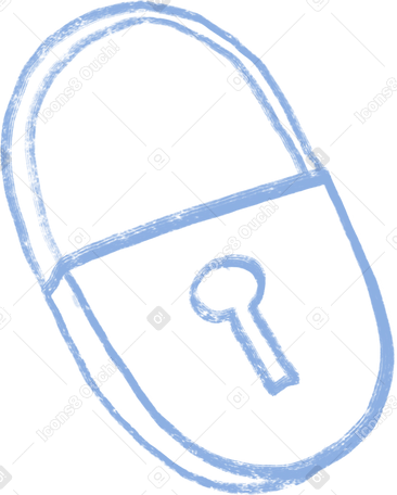 blue brushstroke closed lock Illustration in PNG, SVG