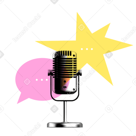Studio microphone with speech bubbles PNG, SVG