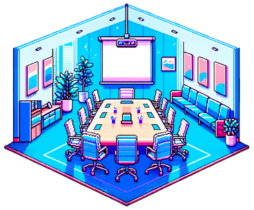 isometric pixel meeting/conference room PNG, SVG