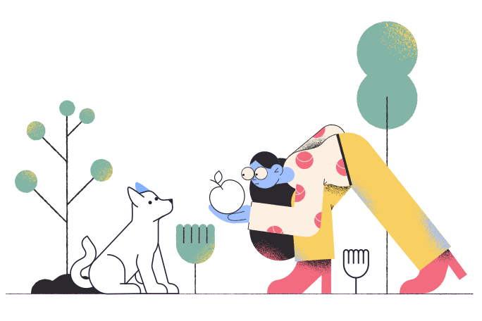 Feeding dog Illustration in PNG, SVG