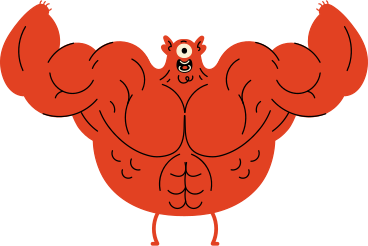 red jock character with huge muscles PNG, SVG
