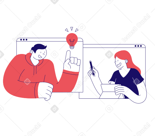 Hombre y mujer discutiendo una idea PNG, SVG