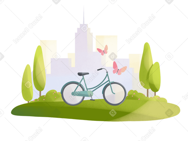在城市公园的背景的自行车 PNG, SVG