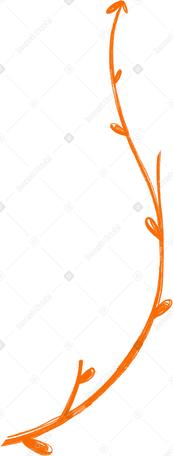 orange curved plant stem with leaves Illustration in PNG, SVG