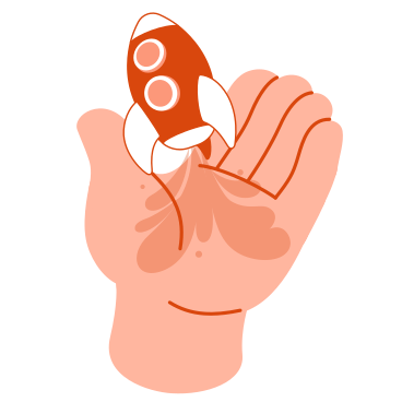 Ilustração animada de Mão segurando um foguete de lançamento em GIF, Lottie (JSON), AE