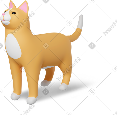 3D cat standing PNG, SVG