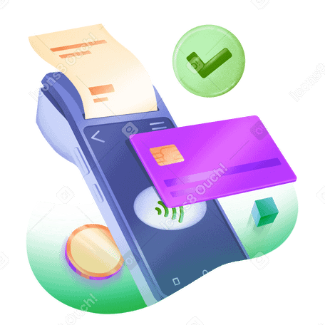 Terminal de pago con tarjeta de crédito y moneda. PNG, SVG