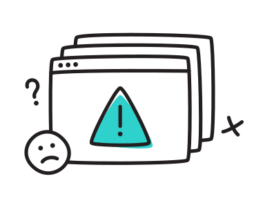 Error sign in browser window and sad emoji PNG, SVG