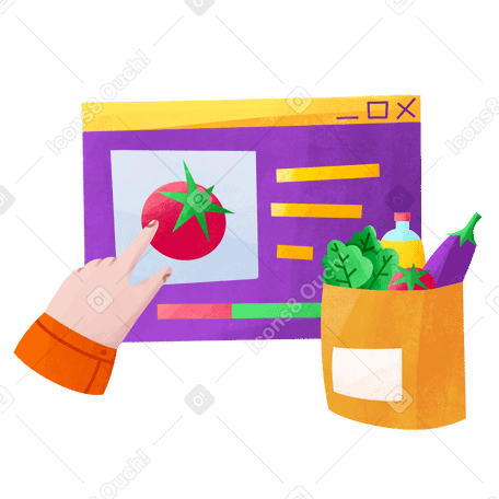 Online grocery shopping Illustration in PNG, SVG