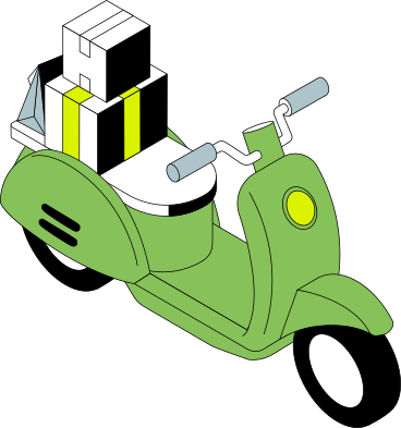 scooter with delivery PNG, SVG