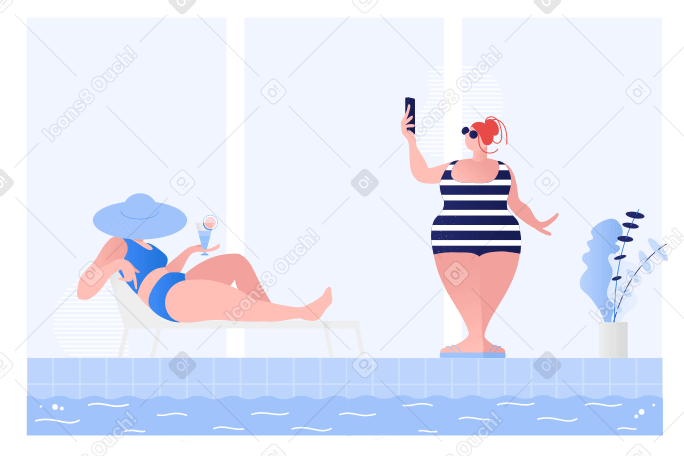Near the swimming pool Illustration in PNG, SVG