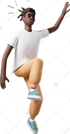 3D boy jumping Illustration in PNG, SVG