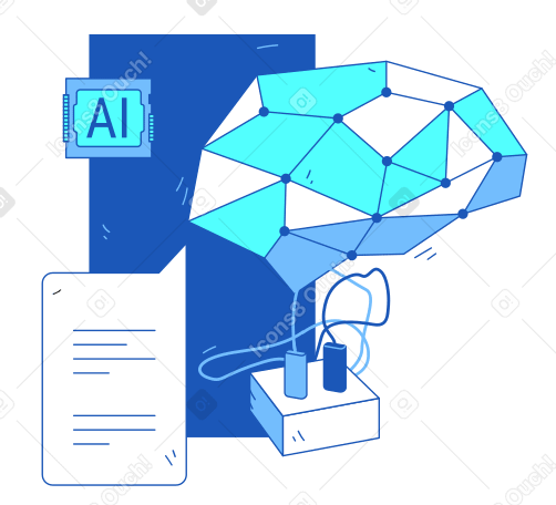 AI brain and machine learning model PNG, SVG
