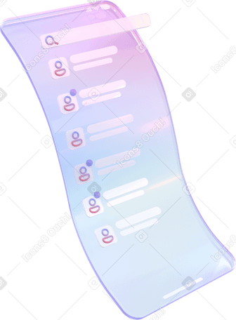 3D long flexible screen with contact list an search bar PNG, SVG