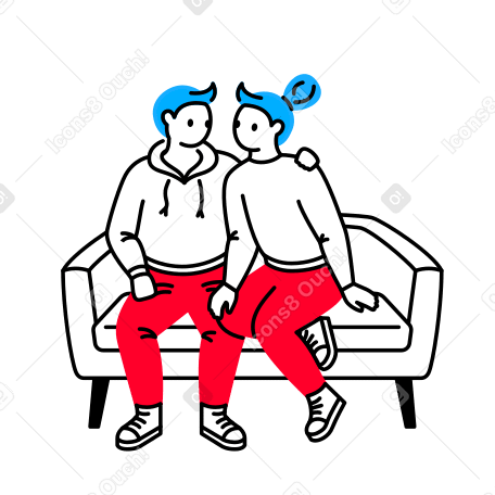 Man and woman hugging on the sofa PNG, SVG