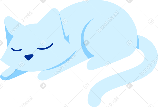 Illustration white cat sleeping aux formats PNG, SVG