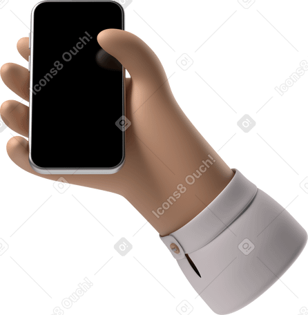 3D Mano di pelle abbronzata che tiene un telefono PNG, SVG