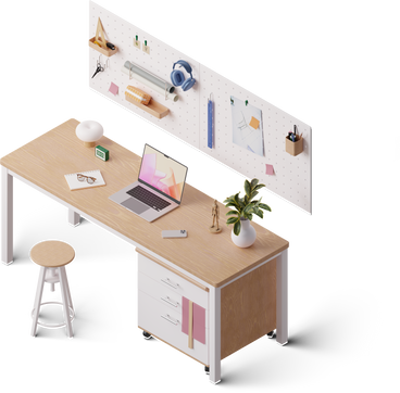 isometric view of work desk PNG, SVG