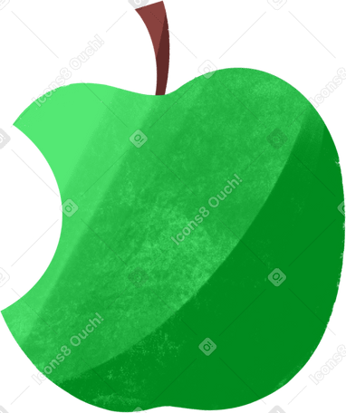 green bitten apple Illustration in PNG, SVG