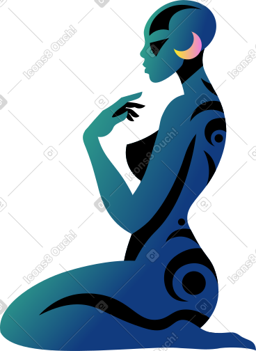 蓝色的女人 PNG, SVG