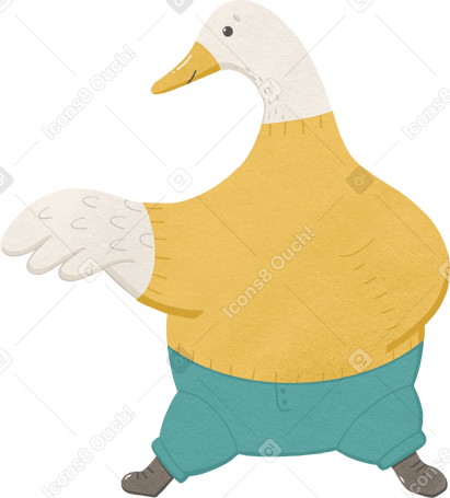 goose in the yellow sweater looks away Illustration in PNG, SVG