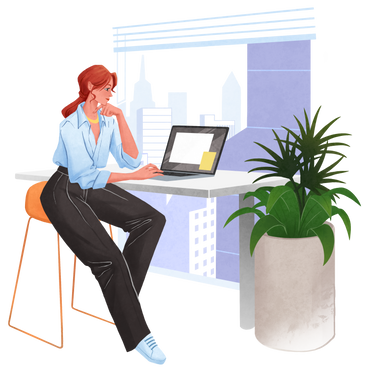 Woman working in office PNG, SVG