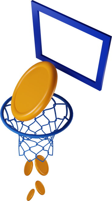 Money falling through basketball hoop turned left PNG, SVG