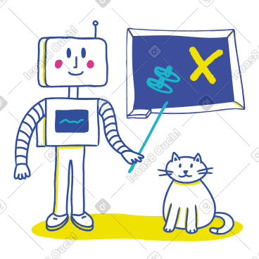 机器人训练和教导猫 PNG, SVG