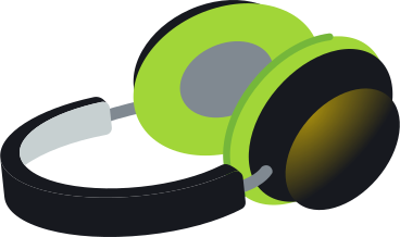 Black and green headphones PNG, SVG