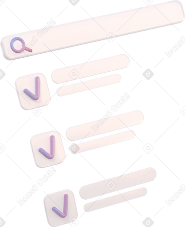 3D search bar and three checkboxes PNG, SVG