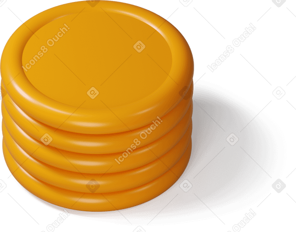 3D Top view of a stack of coins PNG, SVG