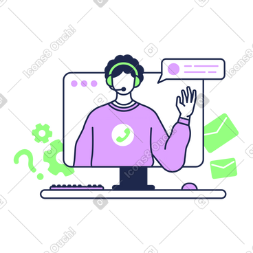 Customer service employee in online call animated illustration in GIF, Lottie (JSON), AE