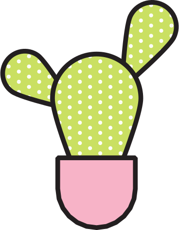 green cactus in pink vase PNG, SVG