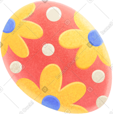 Easter red egg with a flower pattern PNG, SVG