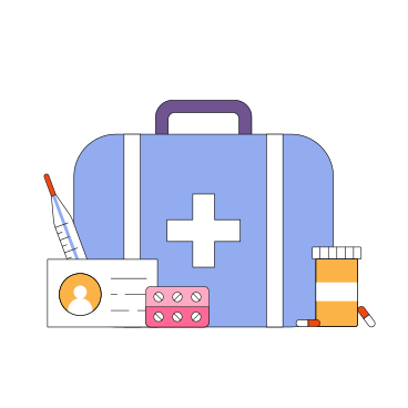 Medical case with pills and thermometer PNG, SVG