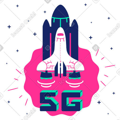 火箭发射和快速 5g 连接 PNG, SVG