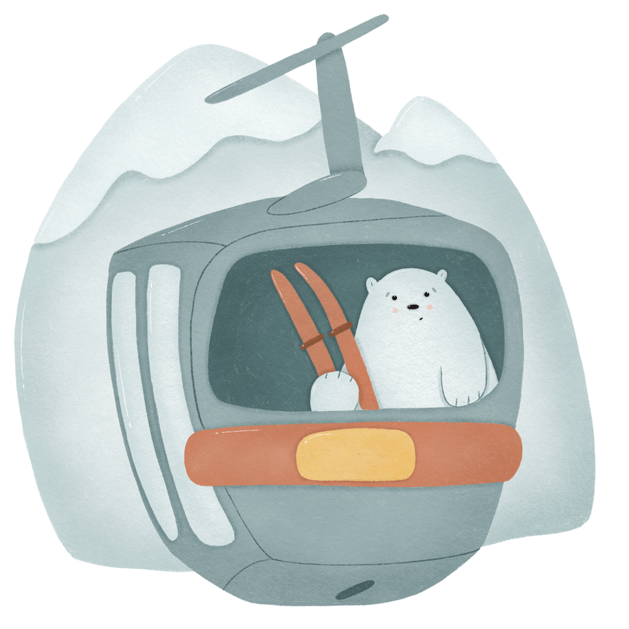 Bear with ski Illustration in PNG, SVG