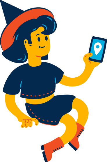 Witch with the phone PNG, SVG