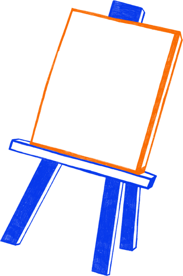blue easel with large canvas PNG, SVG