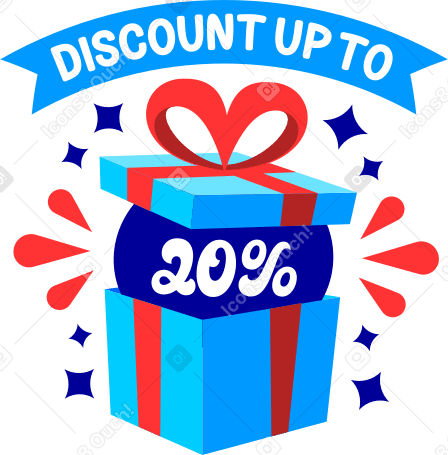 lettering discount up to twenty percent gift Illustration in PNG, SVG