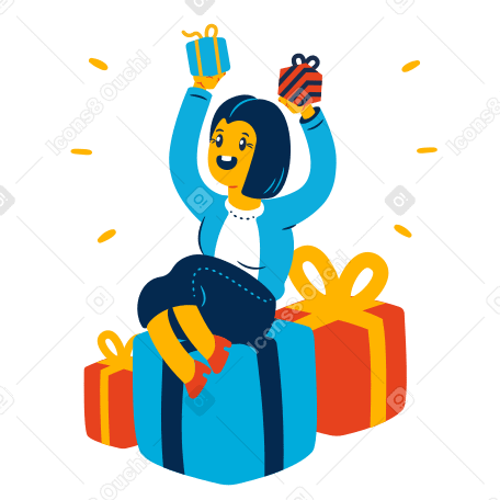 Woman received a lot of gifts Illustration in PNG, SVG