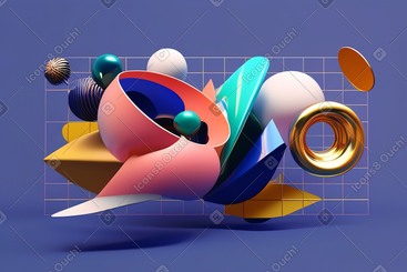 3d 抽象几何构图背景 PNG, SVG