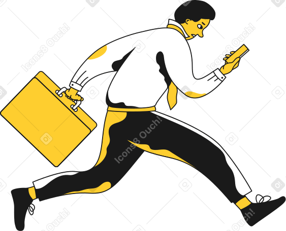 office worker businessman running Illustration in PNG, SVG
