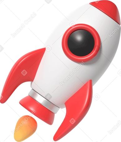 3D space rocket PNG, SVG