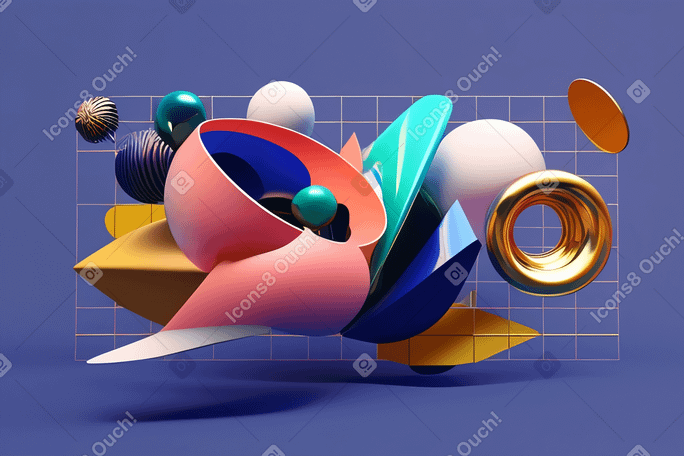 3D abstract geometric composition background PNG, SVG