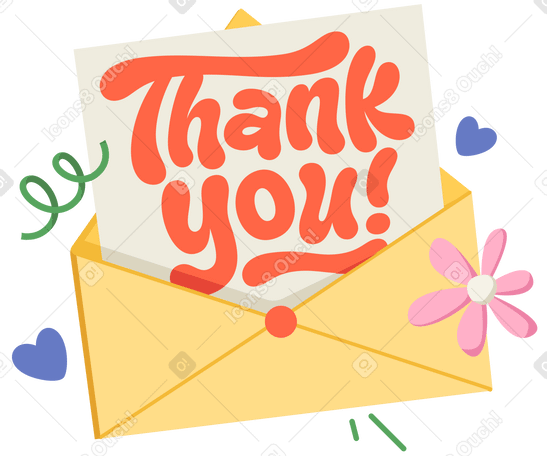 Lettering Thank You! letter in envelope text PNG, SVG